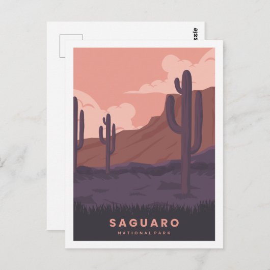 Saguaro Arizona beroemde reisplaats illustratie Briefkaart (Voorkant / Achterkant)