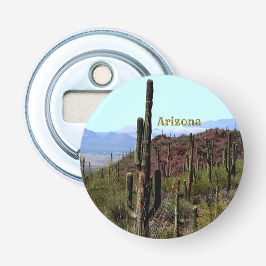 Saguaro berglandschap Tucson Arizona  Button Flesopener (Voorkant)