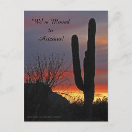 Saguaro bij zonsondergang, nieuwe adresaankondigin aankondigingskaart