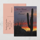 Saguaro bij zonsondergang, nieuwe adresaankondigin aankondigingskaart (Voorkant / Achterkant)