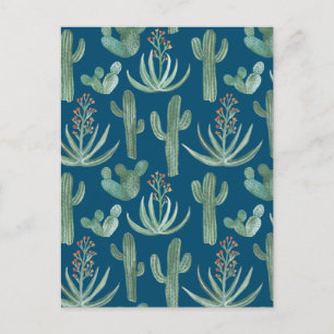 Saguaro Cactus Aloë Waterverf Patroon Eenvoudig Ch Briefkaart