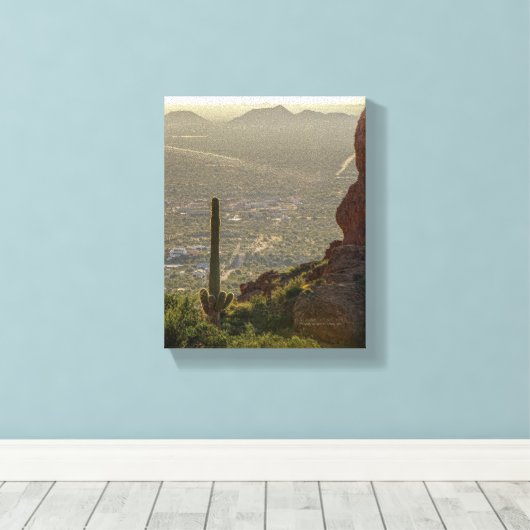 Saguaro Cactus Apache Junction & Pheonix AZ 8 x 10 Canvas Afdruk (Insitu (Houten vloer))