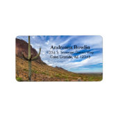 Saguaro Cactus Arizona Blue Sky Dramatic Clouds La Etiket (Voorkant)