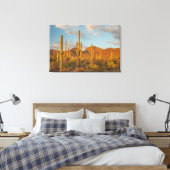 Saguaro cactus at sunset, Arizona Canvas Afdruk (Insitu (Slaapkamer))