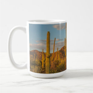 Saguaro cactus bij zonsondergang, Arizona Koffiemok