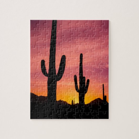 Saguaro cactus bij zonsopgang, Arizona Legpuzzel (Verticaal)