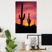 Saguaro cactus bij zonsopgang, Arizona Poster (Thuiskantoor)