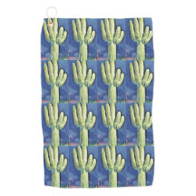 Saguaro Cactus Blue Golf Towel