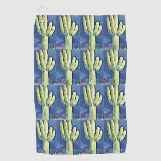 Saguaro Cactus Blue Golf Towel Golfhanddoek (Voorkant)