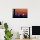 Saguaro Cactus Carnegiea gigantea), Sunset, Poster (Thuiskantoor)