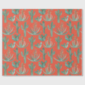 Saguaro Cactus Desert Aloe Planten Red Xmas Holida Cadeaupapier (Vlak)