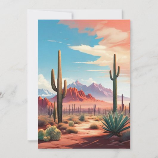 Saguaro Cactus Desert Landschap Bruiloft Kaart (Achterkant)