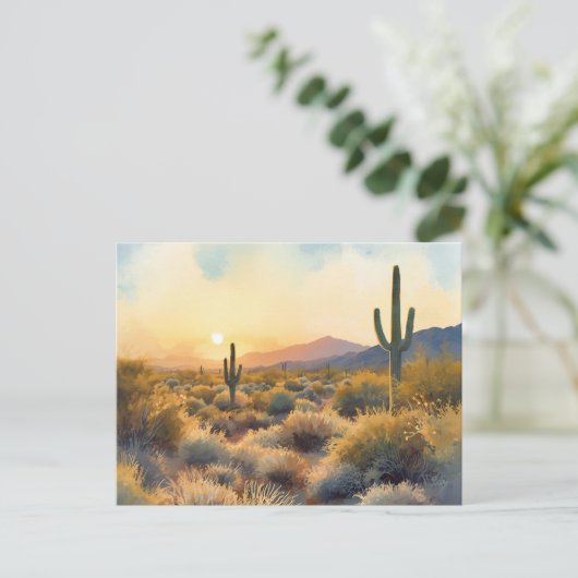 Saguaro Cactus Desert Sunset Briefkaart (Staand voorkant)