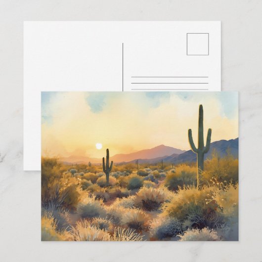 Saguaro Cactus Desert Sunset Briefkaart (Voorkant / Achterkant)