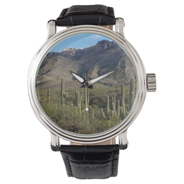 Saguaro Cactus en Catalina Mountains, Tucson AZ Horloge (Voorkant)