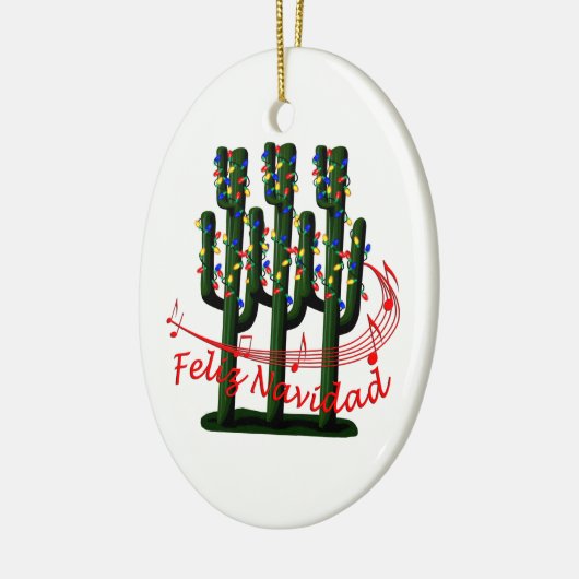 Saguaro Cactus Feliz Navidad kerstversiering Keramisch Ornament (Links)