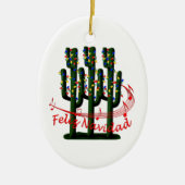 Saguaro Cactus Feliz Navidad kerstversiering Keramisch Ornament (Voorkant)