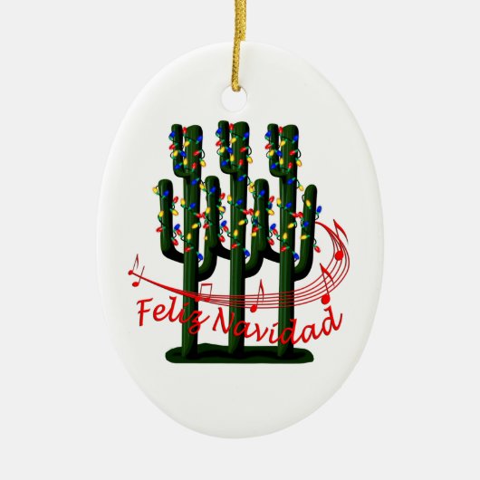 Saguaro Cactus Feliz Navidad kerstversiering Keramisch Ornament (Voorkant)