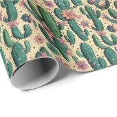 Saguaro Cactus Floral Seamless Pattern Cadeaupapier (Rol Hoek)
