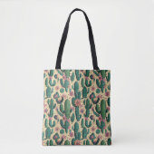 Saguaro Cactus Floral Seamless Pattern Tote Bag (Voorkant)