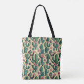 Saguaro Cactus Floral Seamless Pattern Tote Bag (Achterkant)