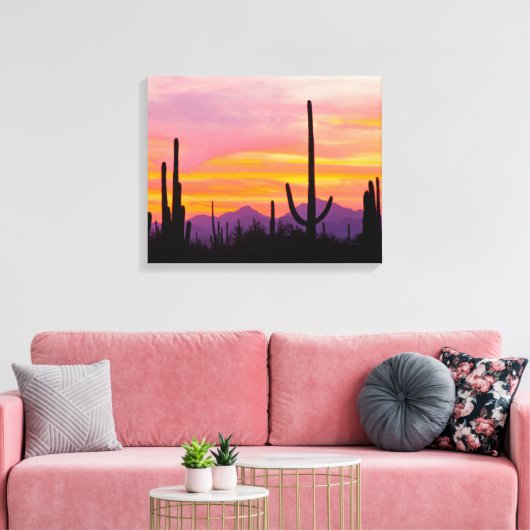 Saguaro Cactus Forest op Sunset Canvas Afdruk (Insitu (Woonkamer))
