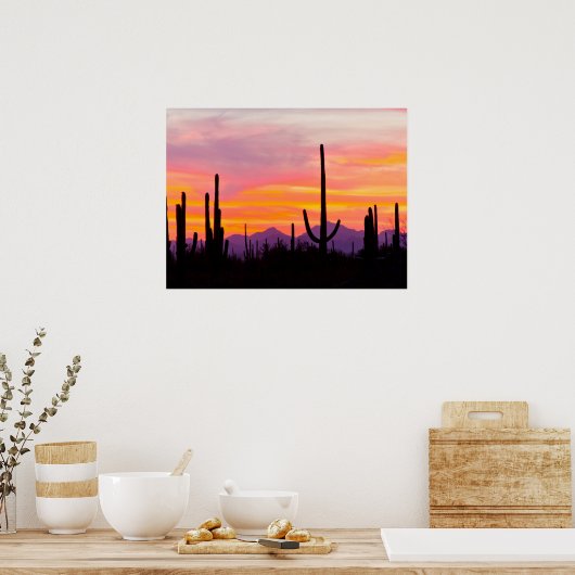 Saguaro Cactus Forest op Sunset Poster (Keuken)