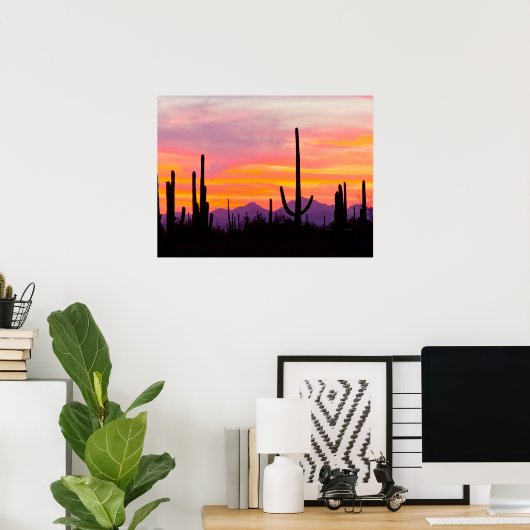 Saguaro Cactus Forest op Sunset Poster (Thuiskantoor)