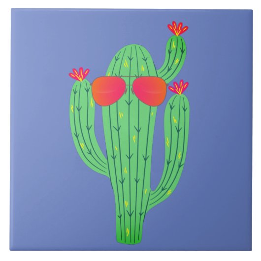 Saguaro Cactus Funny Face Southwestern Humor Tegeltje (Voorkant)