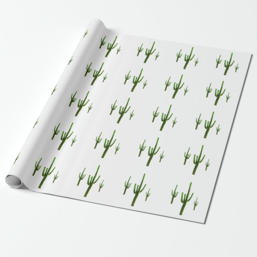 Saguaro Cactus Green Pattern Desert Cadeaupapier (Uitgerold)