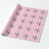 Saguaro Cactus Green Pattern Roze Cadeaupapier (Uitgerold)