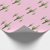 Saguaro Cactus Green Pattern Roze Cadeaupapier (Hoek)