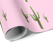 Saguaro Cactus Green Pattern Roze Cadeaupapier (Rol Hoek)