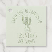 Saguaro Cactus Hand Drawn Green Baby shower Bedankjes Labels (Voorkant)