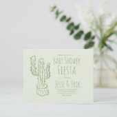 Saguaro Cactus Hand Drawn Green Baby shower Briefkaart (Staand voorkant)
