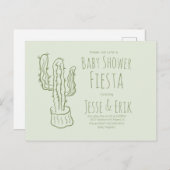 Saguaro Cactus Hand Drawn Green Baby shower Briefkaart (Voorkant / Achterkant)