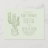 Saguaro Cactus Hand Drawn Green Baby shower Briefkaart (Voorkant)