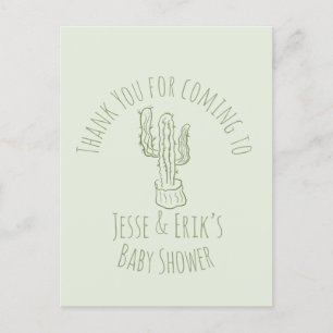 Saguaro Cactus Hand Drawn Green Baby shower Briefkaart