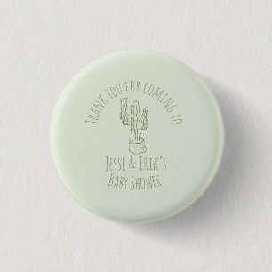 Saguaro Cactus Hand Getekende Groene Baby Shower Ronde Button 3,2 Cm