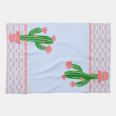 Saguaro Cactus, koraal Roos en lichtblauw Theedoek (Horizontaal)