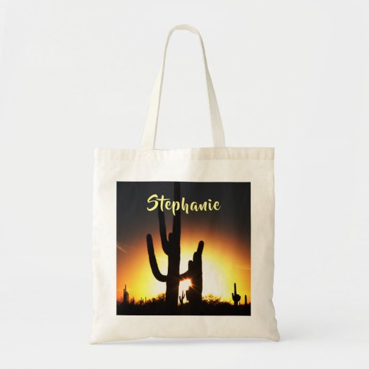 Saguaro Cactus met persoonlijke naam Tote Bag (Voorkant)