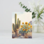 Saguaro Cactus met Zonnebloemen Briefkaart (Staand voorkant)
