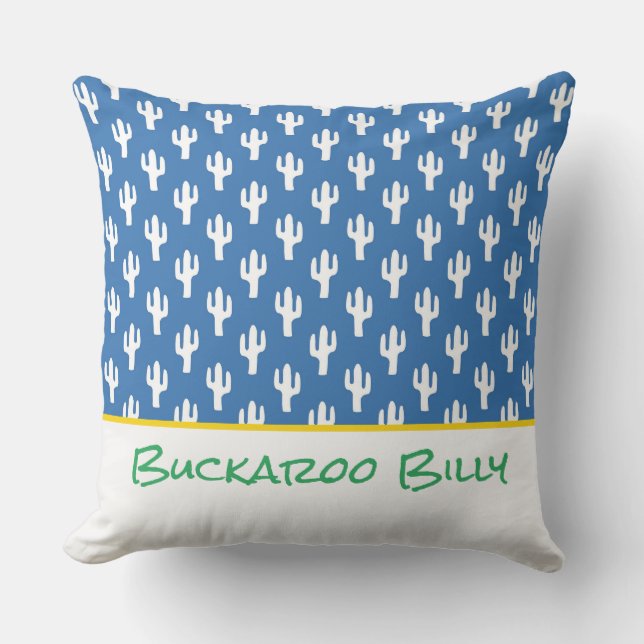 Saguaro Cactus Moderne Woestijn NAAM Zuidwest Fun Kussen (Voorkant)