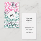 Saguaro Cactus Moon Stars Patroonroze INITIALEN Visitekaartje (Voorkant / Achterkant)