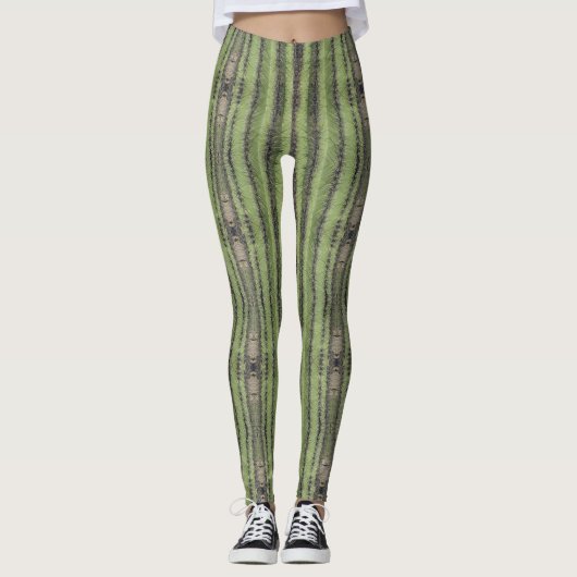 Saguaro Cactus Needles Vertical Stripe Southwest Leggings (Voorkant)