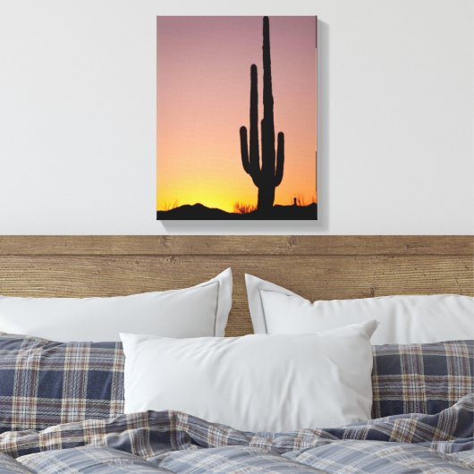 Saguaro Cactus op Sunset Canvas Afdruk (Insitu (Slaapkamer))