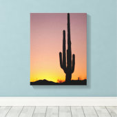 Saguaro Cactus op Sunset Canvas Afdruk (Insitu (Houten vloer))