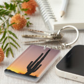 Saguaro Cactus op Sunset Sleutelhanger (Voorkant Rechts)