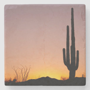 Saguaro Cactus op Sunset Stenen Onderzetter