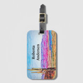Saguaro Cactus Paars Mountians Blue Lake Arizona Bagagelabel (Voorkant (verticaal))